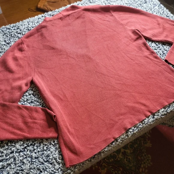 Womens L.L. Bean Sweater Cardi Silk Blend Burnt Red Cardigan Size M Indie Fall - Picture 10 of 11